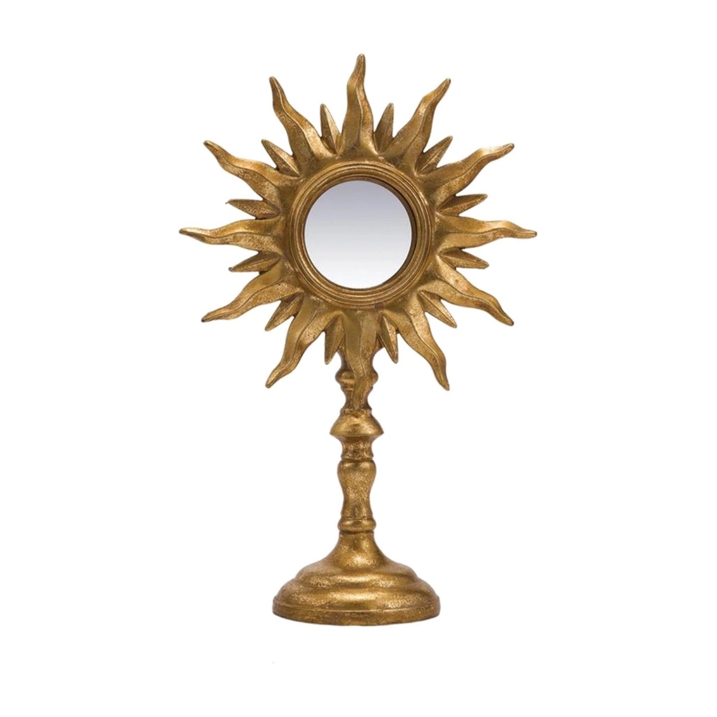 Miroir soleil doré sur pied