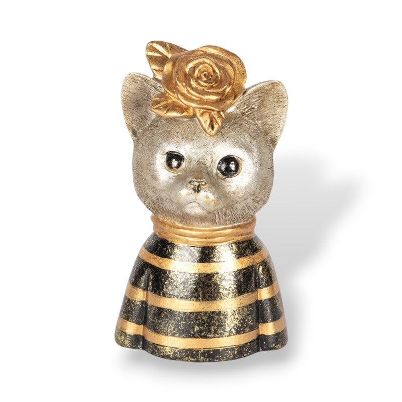 Figurine chat dorée