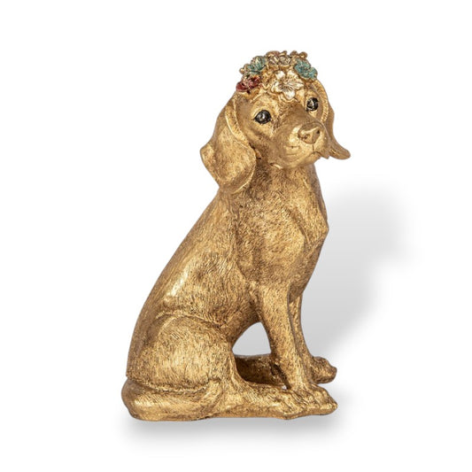 Figurine chien doré