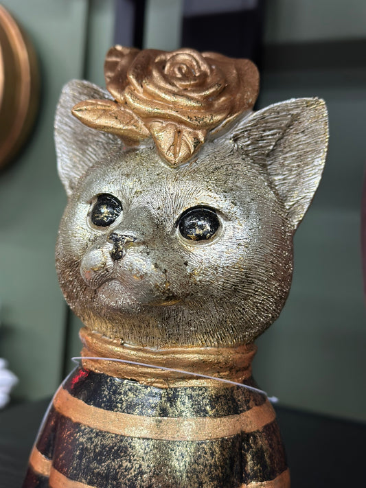 Figurine chat dorée